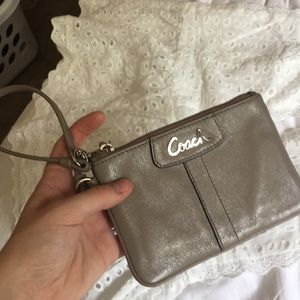 Taupe Gray Coach Wristlet